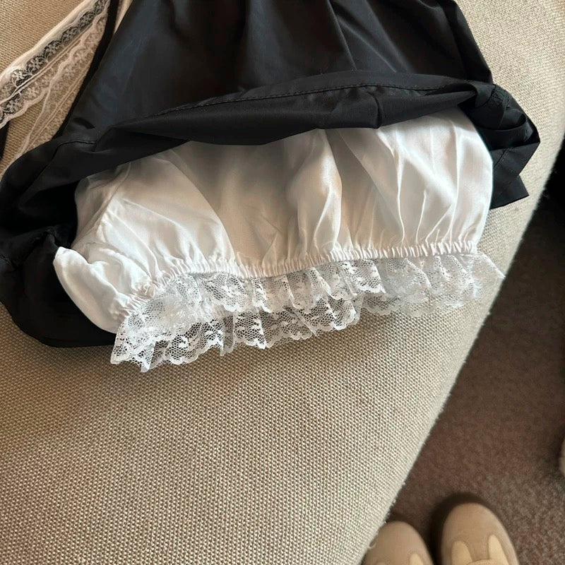 Jade Closet direct store recommendation ~ Medela pure desire style lace splicing casual drawstring wide leg shorts summer