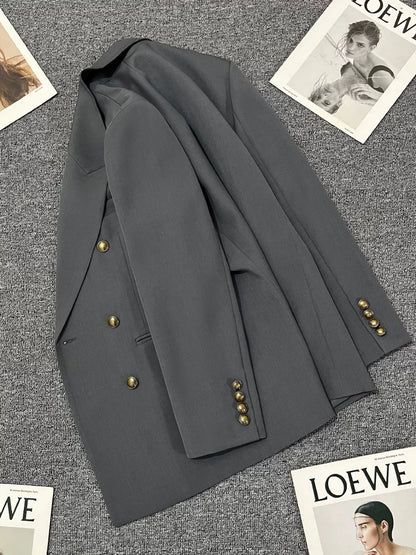 Charcoal gray suit jacket for women 2025 spring and autumn new style high-end temperament casual popular street-blasting small suit
