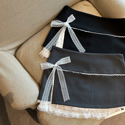 Jade Closet direct store recommendation ~ sweet hot girl bow lace splicing suit a-line short skirt summer