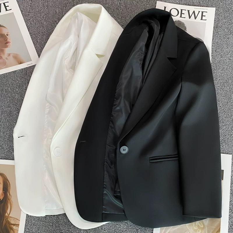 Short white suit jacket for women 2025 spring and autumn new Korean style one button small size slim all-match small suit