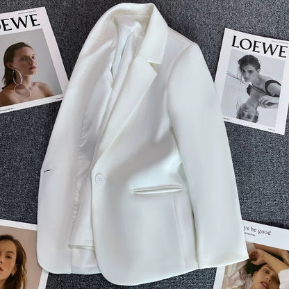 Short white suit jacket for women 2025 spring and autumn new Korean style one button small size slim all-match small suit