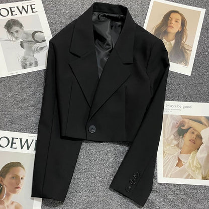 Black suit jacket for women ultra-short 2025 spring and autumn new Internet celebrity versatile fashion slim street trend suit