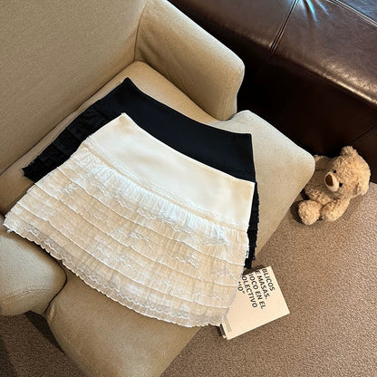 Jade Closet direct store recommendation ~ Pure desire style sweet hot girl layered lace lace anti-exposure short skirt