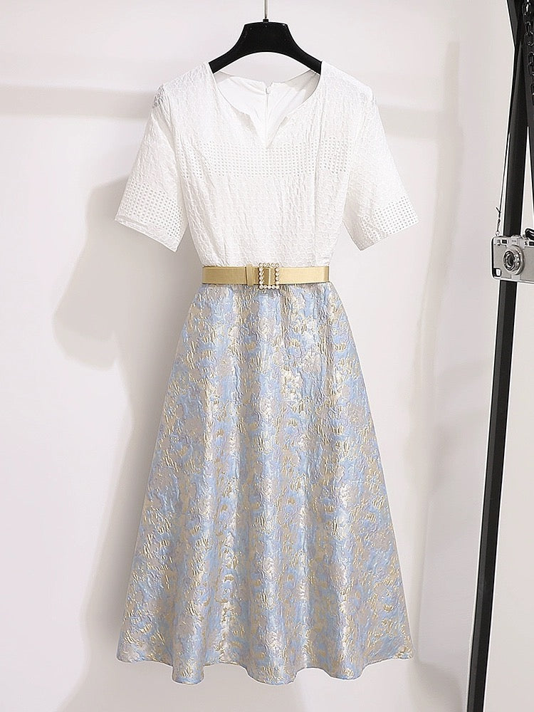 Xiaoxiangfeng dress women's summer 2024 new formal occasion slimming light luxury high-end elegant splicing skirt