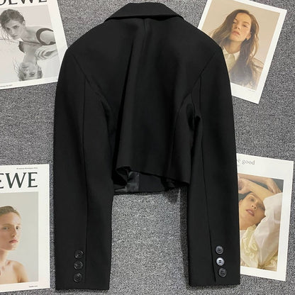 Black suit jacket for women ultra-short 2025 spring and autumn new Internet celebrity versatile fashion slim street trend suit