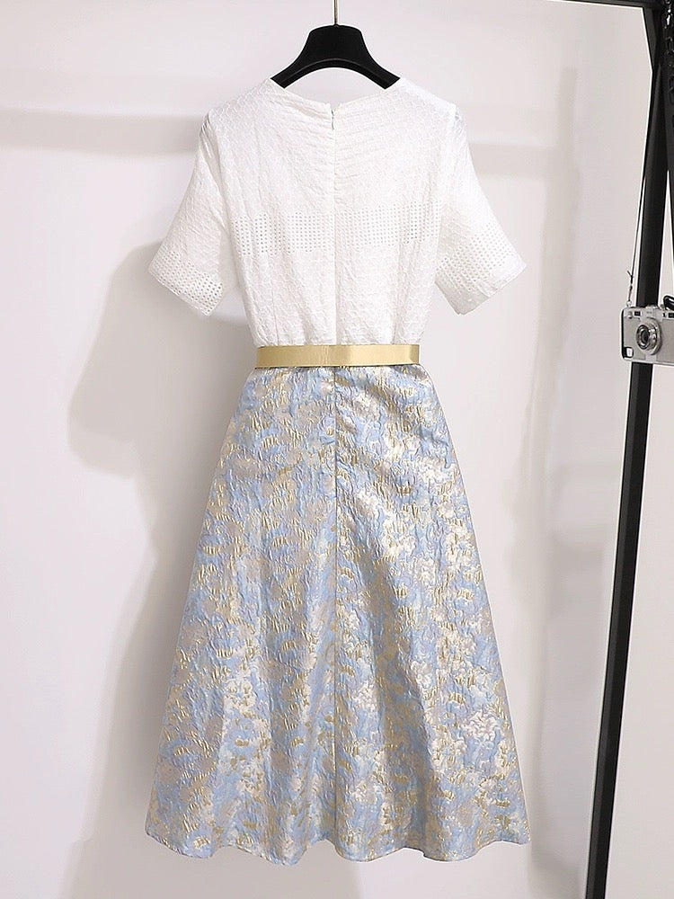 Xiaoxiangfeng dress women's summer 2024 new formal occasion slimming light luxury high-end elegant splicing skirt