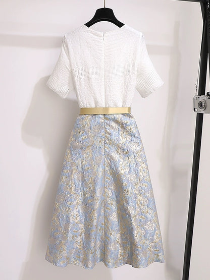 Xiaoxiangfeng dress women's summer 2024 new formal occasion slimming light luxury high-end elegant splicing skirt