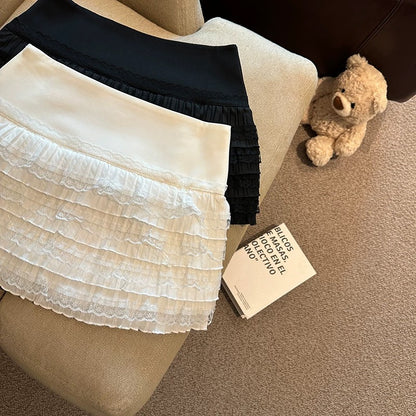 Jade Closet direct store recommendation ~ Pure desire style sweet hot girl layered lace lace anti-exposure short skirt