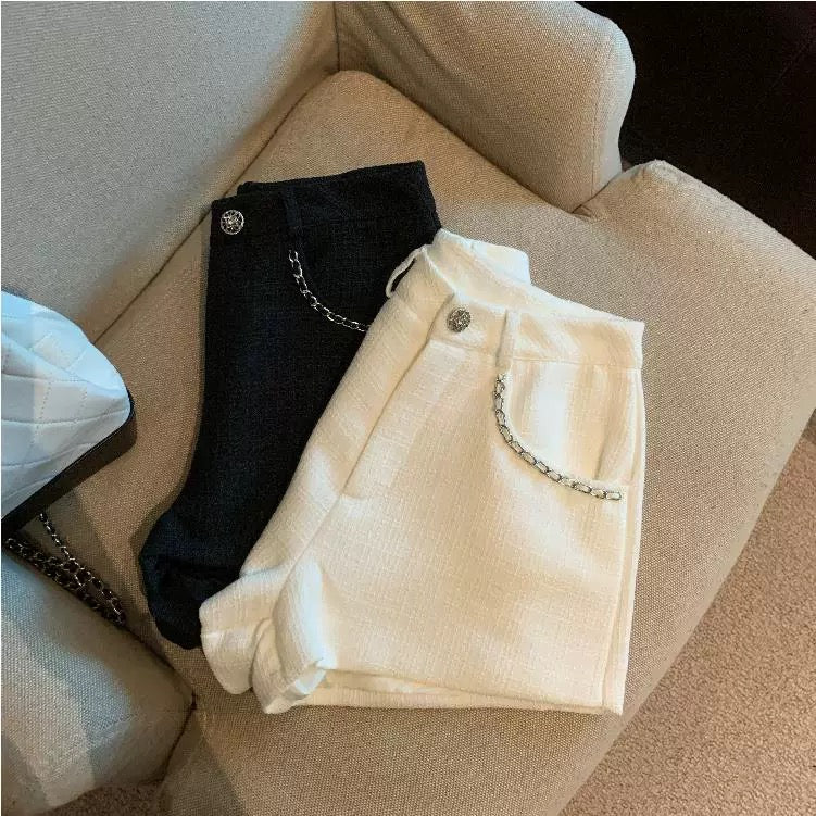Jade Closet direct store recommendation ~ sweet hot girl small fragrance style small sexy high waist wide leg shorts autumn and winter