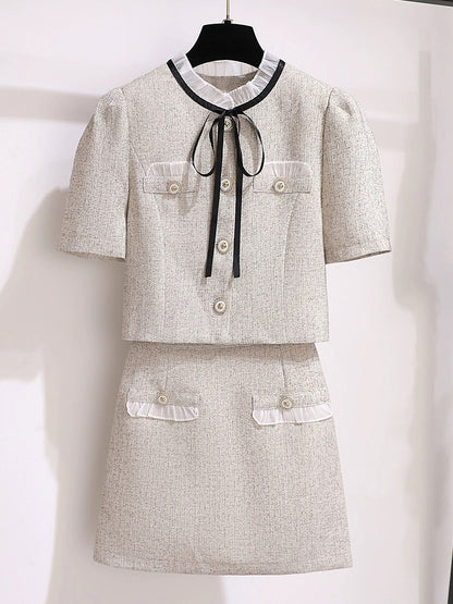 Xiaoxiangfeng suit skirt for women in summer 2024 new summer dress to match a small person to make him look taller, a complete two-piece set