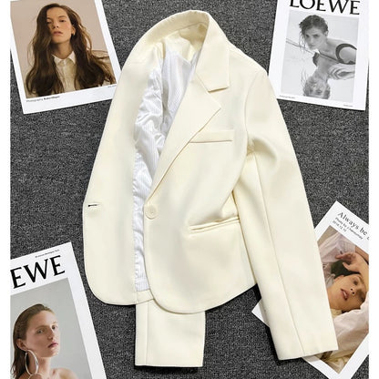 Off-white ultra-short suit jacket for women 2025 spring and autumn new style small size fashionable and versatile temperament trendy suit