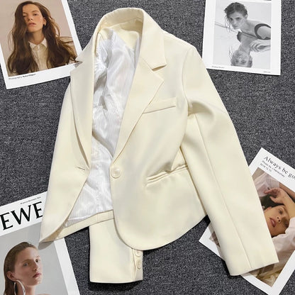 Off-white ultra-short suit jacket for women 2025 spring and autumn new style small size fashionable and versatile temperament trendy suit