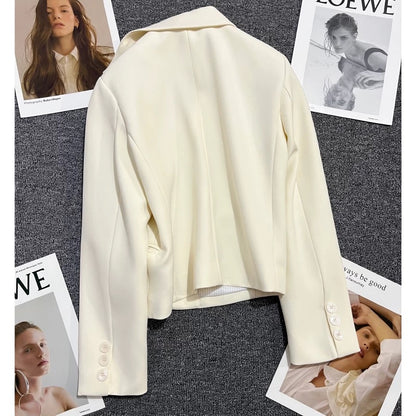 Off-white ultra-short suit jacket for women 2025 spring and autumn new style small size fashionable and versatile temperament trendy suit