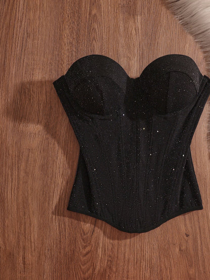 2025 New Sexy and Hot Girl Heavy Sequined Strapless Vest for Women - Stylish, Elegant, and Slimming Top