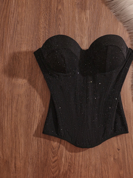 2025 New Sexy and Hot Girl Heavy Sequined Strapless Vest for Women - Stylish, Elegant, and Slimming Top