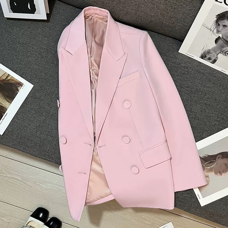 Light pink suit jacket for women 2025 spring new style high-end this year popular casual temperament street-blasting small suit