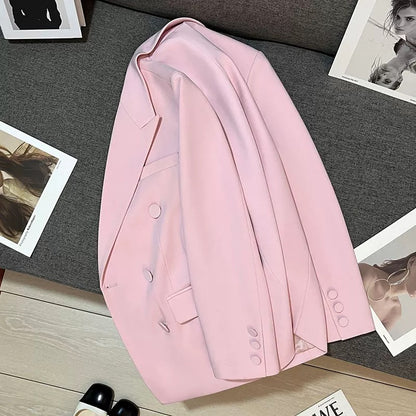 Light pink suit jacket for women 2025 spring new style high-end this year popular casual temperament street-blasting small suit