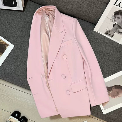 Light pink suit jacket for women 2025 spring new style high-end this year popular casual temperament street-blasting small suit