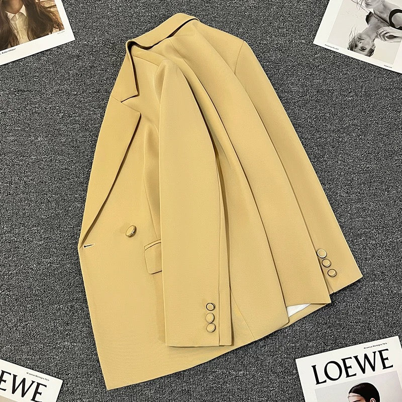 Light yellow suit jacket for women 2025 spring new style high-end unique beautiful temperament casual street-blasting small suit