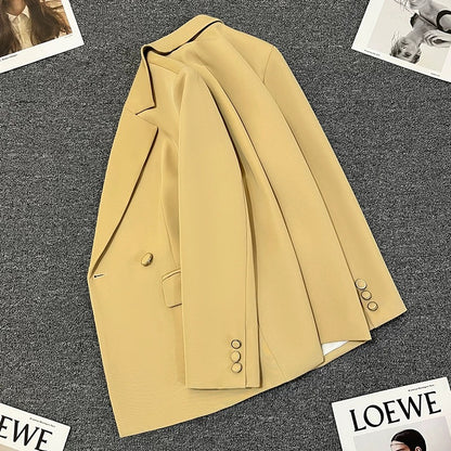 Light yellow suit jacket for women 2025 spring new style high-end unique beautiful temperament casual street-blasting small suit