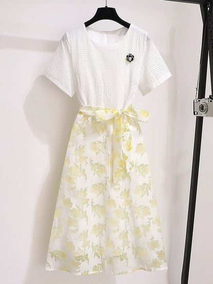 Floral little dress 2024 new women's summer light luxury high-end temperament waist exquisite small fragrant skirt
