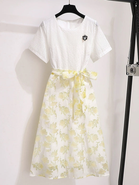 Floral little dress 2024 new women's summer light luxury high-end temperament waist exquisite small fragrant skirt