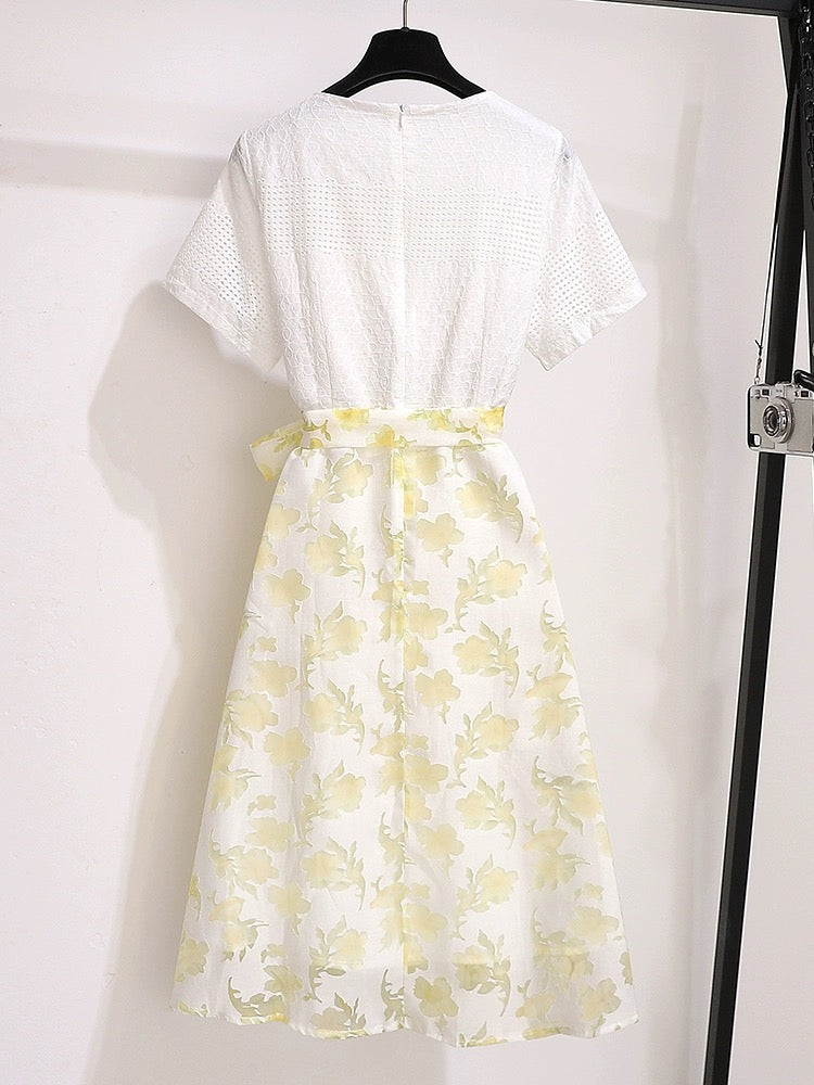 Floral little dress 2024 new women's summer light luxury high-end temperament waist exquisite small fragrant skirt