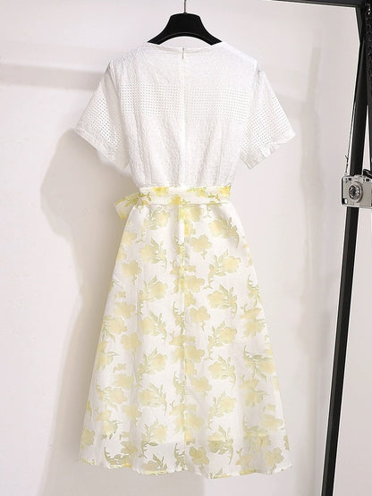 Floral little dress 2024 new women's summer light luxury high-end temperament waist exquisite small fragrant skirt