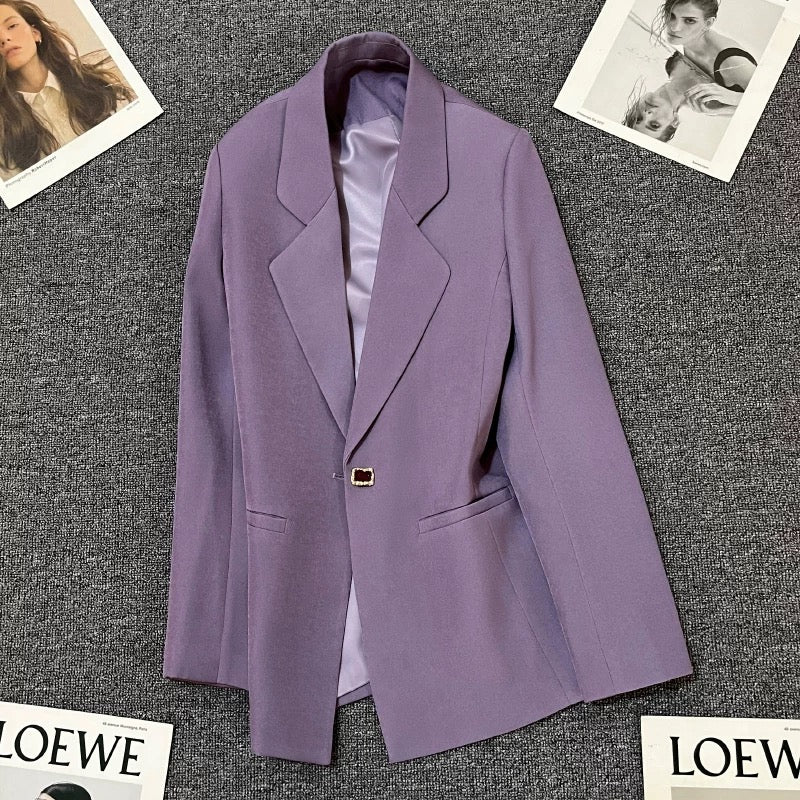 Purple suit jacket for women 2025 spring and autumn new small Korean style high-end casual temperament women's suit trend