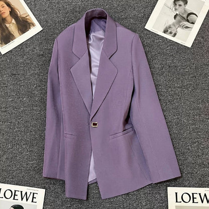 Purple suit jacket for women 2025 spring and autumn new small Korean style high-end casual temperament women's suit trend