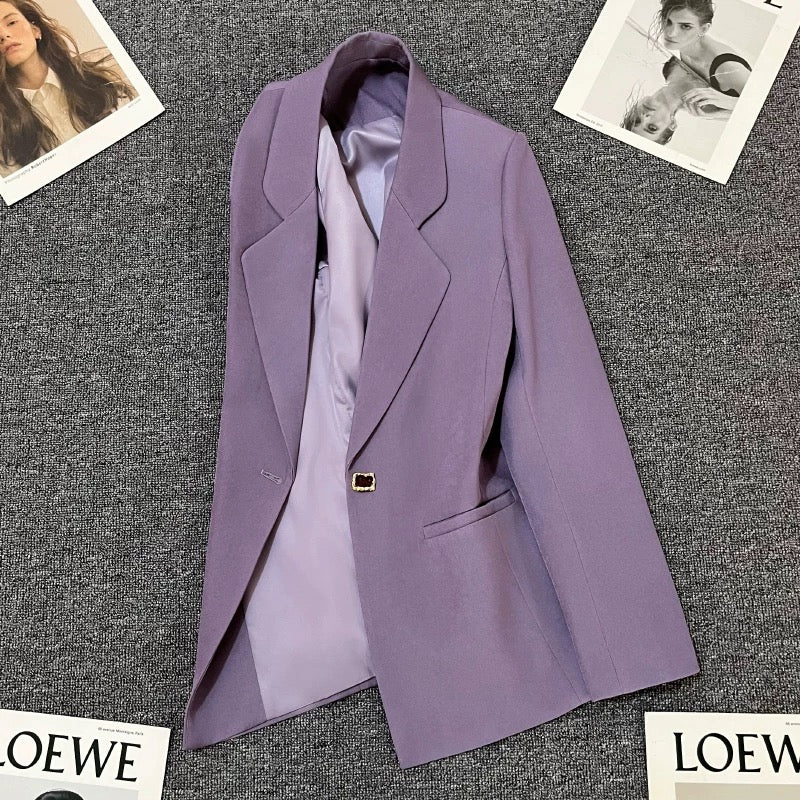 Purple suit jacket for women 2025 spring and autumn new small Korean style high-end casual temperament women's suit trend