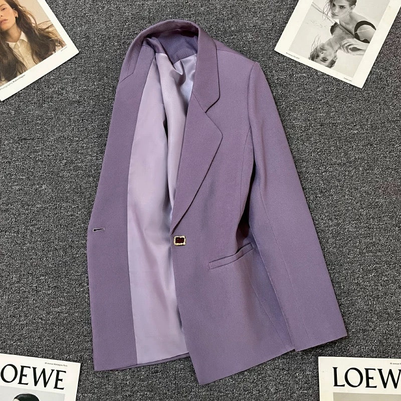 Purple suit jacket for women 2025 spring and autumn new small Korean style high-end casual temperament women's suit trend