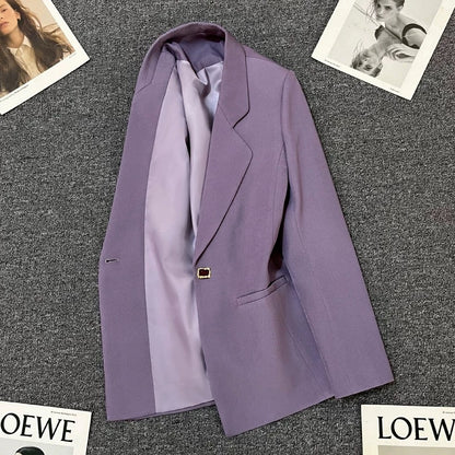 Purple suit jacket for women 2025 spring and autumn new small Korean style high-end casual temperament women's suit trend