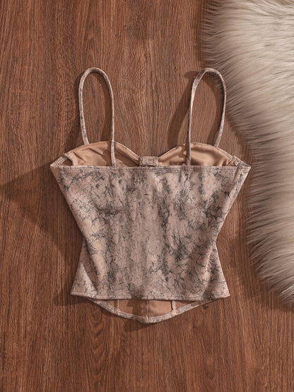 French-style sexy and elegant printed camisole for women, slim fit, high-end look, suitable for both inner and outer wear, niche style top