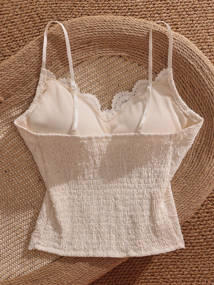 Jacquard lace backless camisole top, short style with bra pads, sexy V-neck, slim fit, hot girl top.