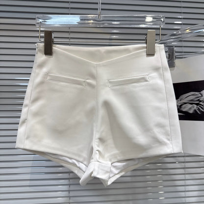 Trendy and cool V-shaped waist pocket design, PU leather shorts/bootcut pants, perfect for autumn 2025, just like those worn by online celebrities.