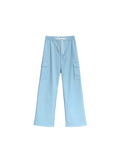 CHICYOU [Lazy Pants] Four-color loose pocket drawstring overalls, comfortable casual pants, versatile suit pants