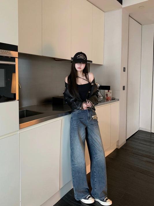 CHICYOU [Semi-permanent looseness] Casual and versatile loose straight pants, slim jeans, spring trousers