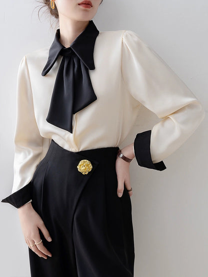 Spring 2024 new women's tops apricot polo collar shirt early spring high-end super nice long-sleeved shirt