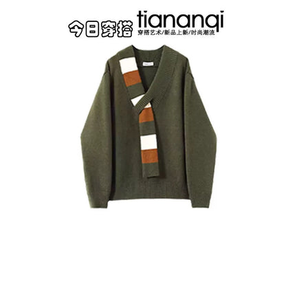Fashionable new design loose coat lazy style knitted sweater top Hong Kong style hip skirt two-piece suit