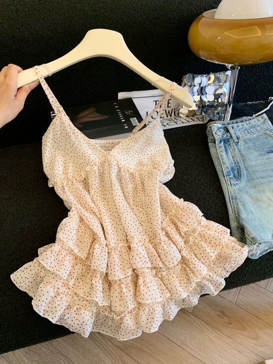 Jade Closet flagship store recommendation: A chic French-style V-neck camisole top for women.