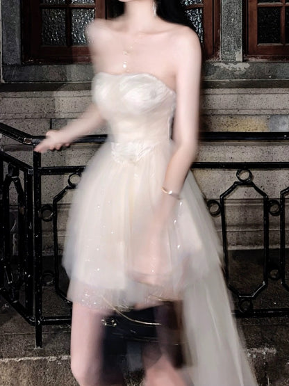 Mr. Bao's sexy tube top dress for women, high-end one-shoulder backless princess dress, new tailed birthday dress