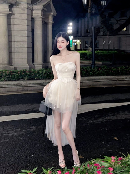 Mr. Bao's sexy tube top dress for women, high-end one-shoulder backless princess dress, new tailed birthday dress
