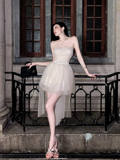 Mr. Bao's sexy tube top dress for women, high-end one-shoulder backless princess dress, new tailed birthday dress