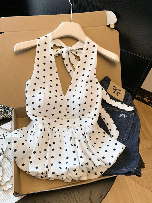 Jade Closet flagship store recommendation: Melard's sexy and chic V-neck polka dot camisole for women.