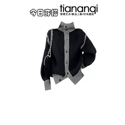 2025 autumn and winter new Korean loose lazy style sweater jacket with high waist slim wide leg pants two-piece suit
