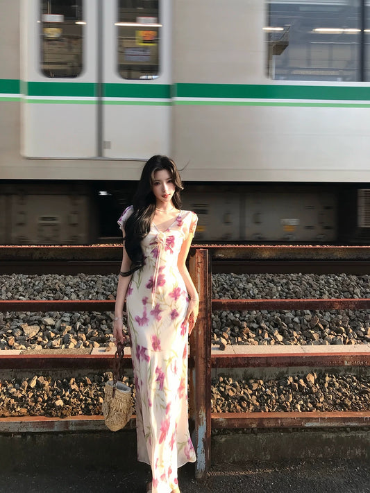 ICELOLLY Beach Vacation Outfit: Short-sleeved, fitted waist, printed dress for women, especially beautiful for spring and summer.