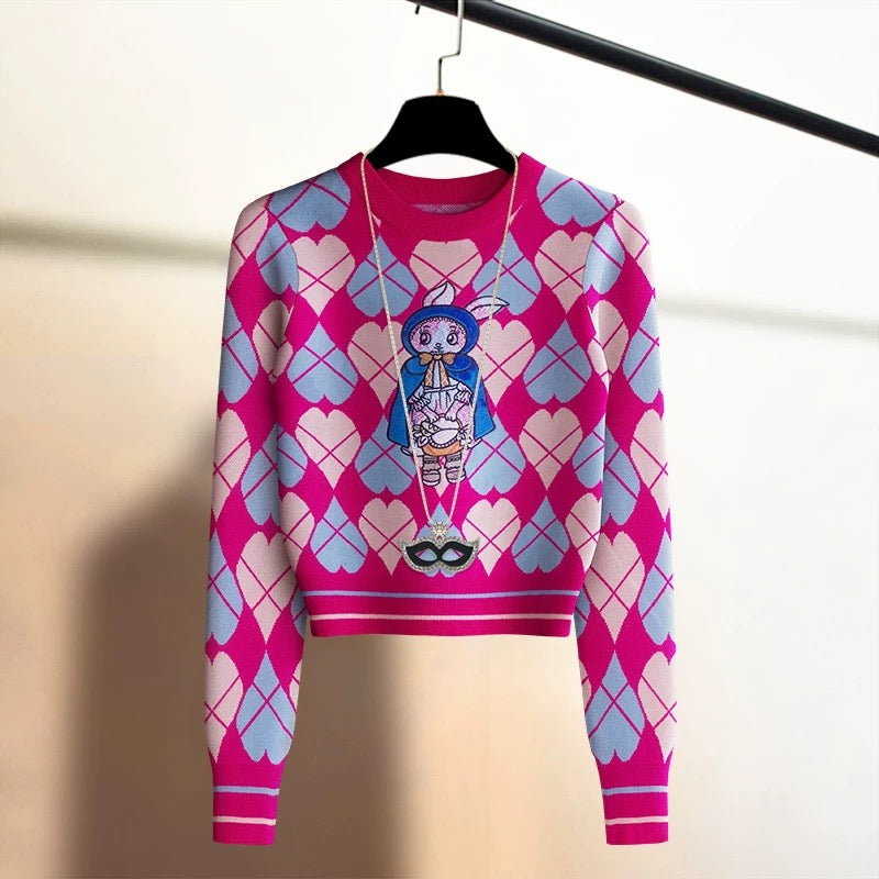 European style embroidered high-waisted pullover sweater for women in autumn and winter, warm inner layer, bottoming knitted sweater top