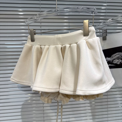 Popular online style, 2025 winter new sweet and elegant elastic waist anti-exposure woolen skirt, midi skirt, puffy skirt for women.
