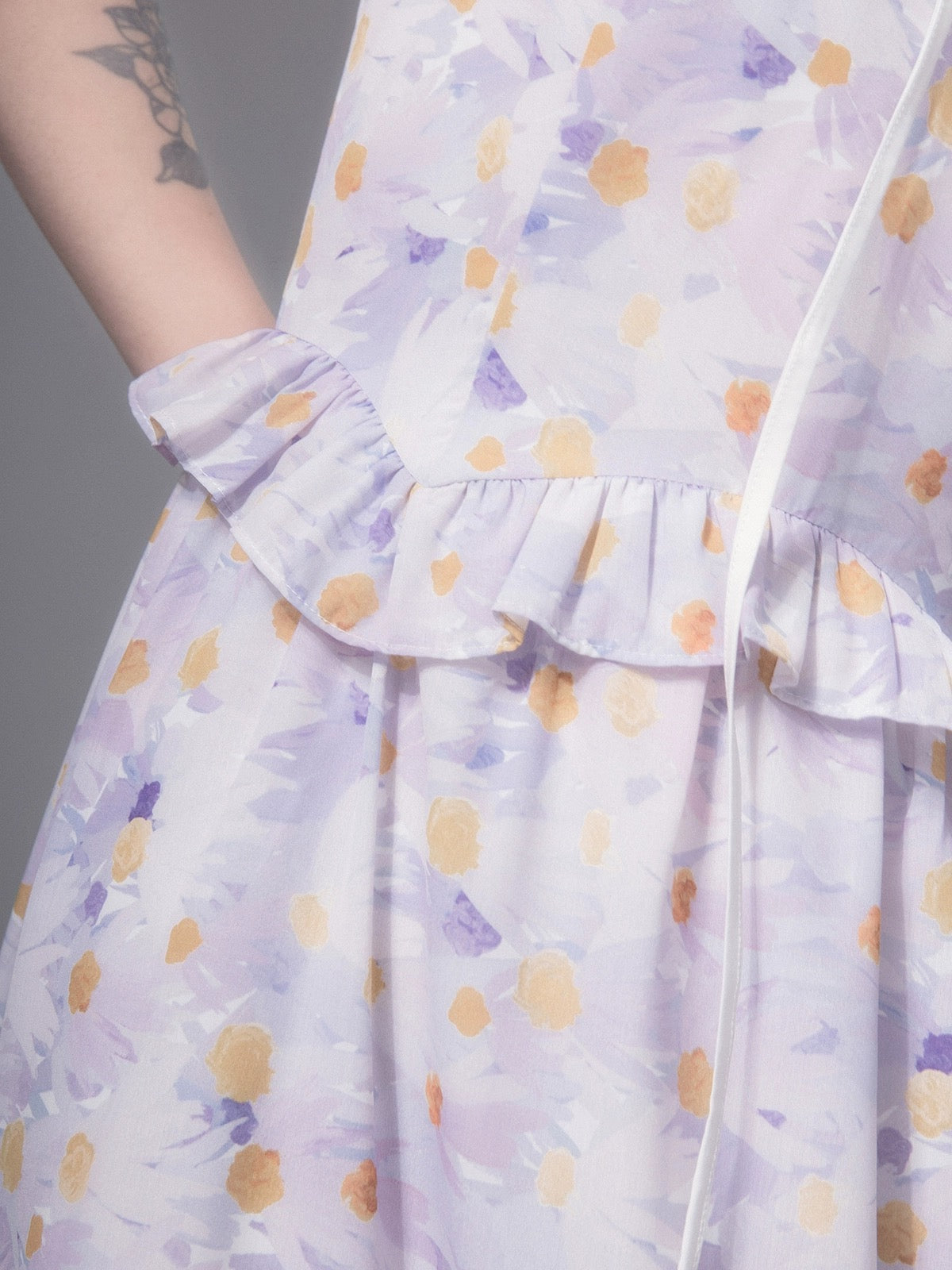 COTRE independent design taro purple lapel floral dress